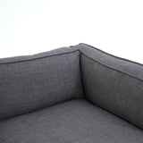Darcy 3 Piece Sectional modular grey polyester fabric black iron base mid-century close view