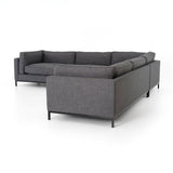 Darcy 3 Piece Sectional modular grey polyester fabric black iron base mid-century side view