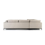 Darcy 3 Piece Sectional modular white stone polyester fabric black iron base mid-century back view