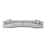 Crescent grey linen upholstery sectional 2 piece