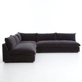 Roscoe charcoal performance fabric armless sectional 3 piece