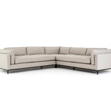 Darcy 3 Piece Sectional modular white stone polyester fabric black iron base mid-century front view