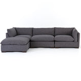 Wilcox 3-Piece Sectional + Ottoman Charcoal Frontview