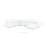 Wilcox 6-Piece Sectional + Ottoman Dimensions Illustration