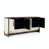 Perth Sideboard made of iron and oak wood in Distressed Iron and Bleached Cream