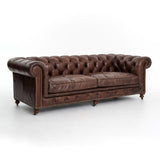 Remington brown leather tufted Chesterfield sofa