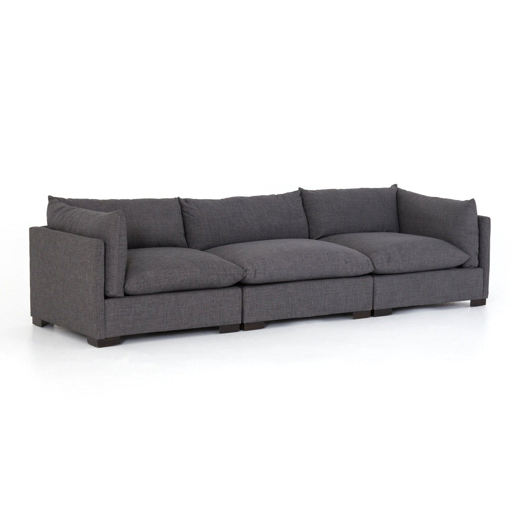 Wilcox 3-Piece Sofa Charcoal Angled Frontview