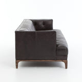 Griffin black leather tufted sofa