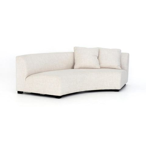 Crescent off-white curved upholstery armless sofa