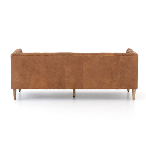 robinson camel leather tufted oak sofa