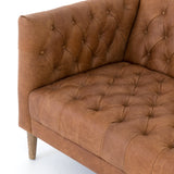 robinson camel leather tufted oak sofa