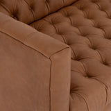 robinson camel leather tufted oak sofa