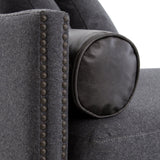 venus charcoal chaise nailheads leather bolster