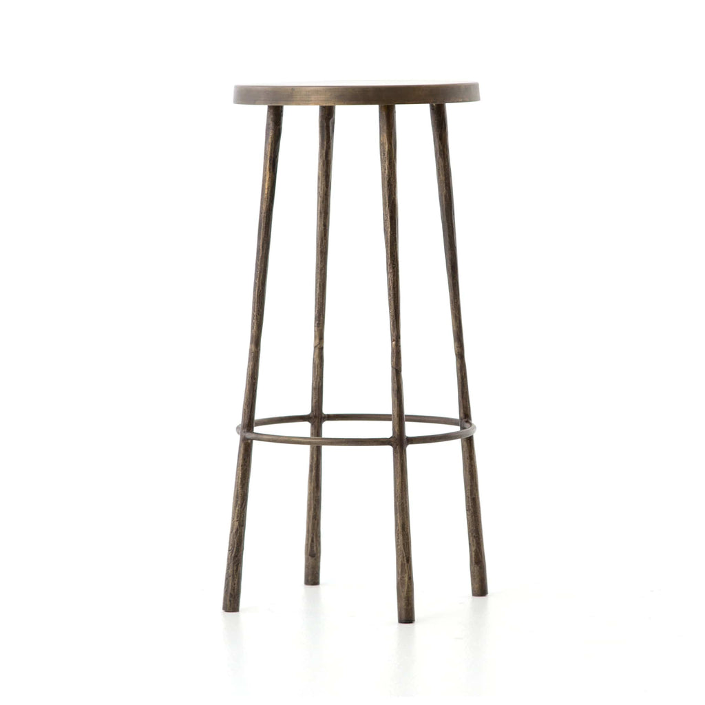 Winston Bar Stool in Antique Brass Angled Sideview
