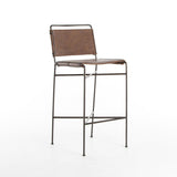 grayson brown leather bar stool