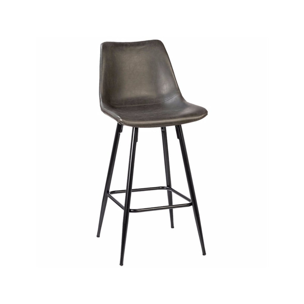 Camille grey leather metal bar stool
