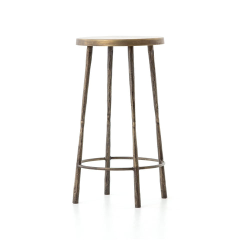 Winston Bar and Counter Stool in Antique Brass Angled Sideview