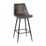 Camille grey leather metal counter stool