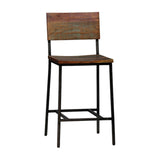 Timber Stool brown reclaimed wood seat black metal frame one of a kind sustainable