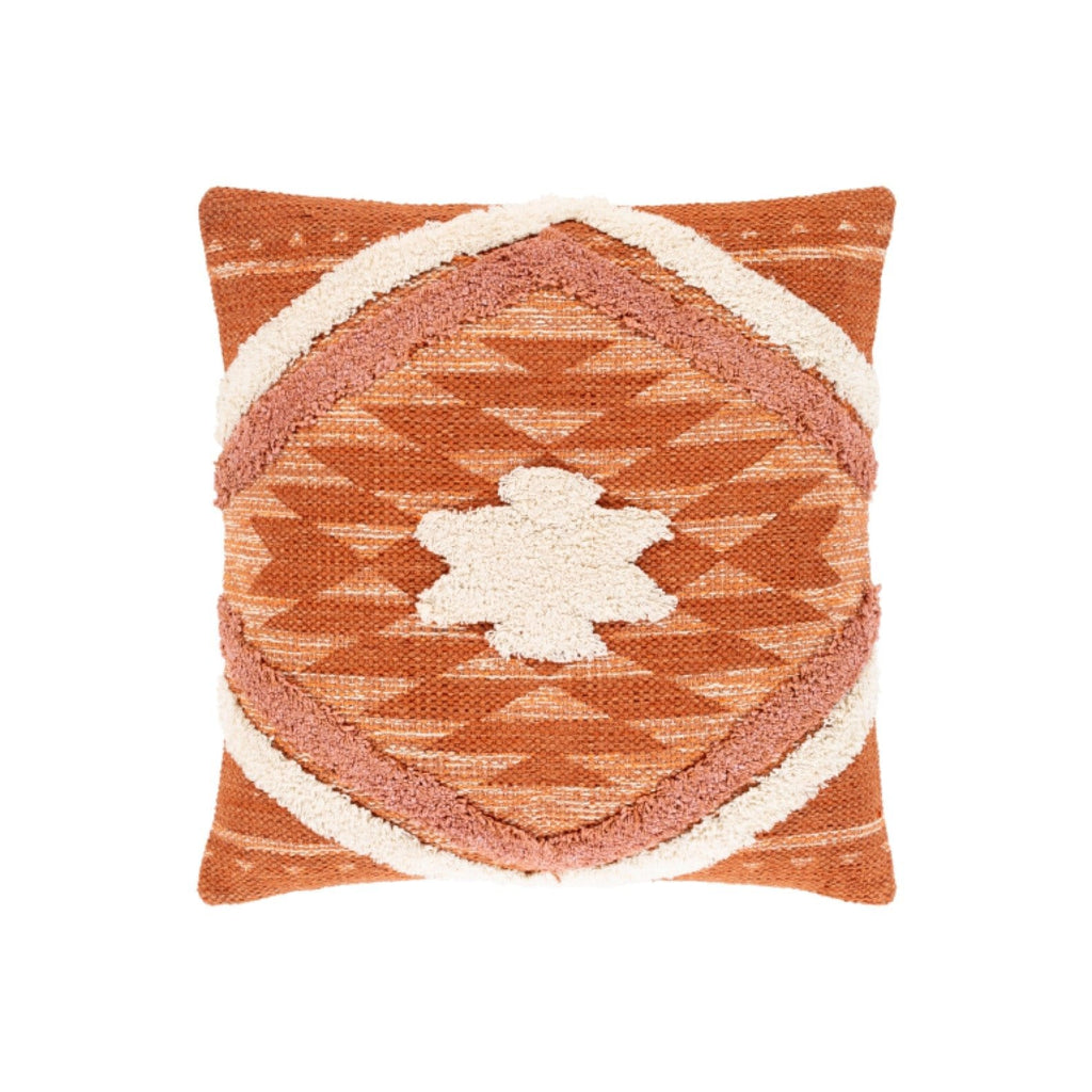 Azi Pillow cotton down insert orange aztec pattern