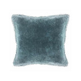 Faded velvet square pillow blue