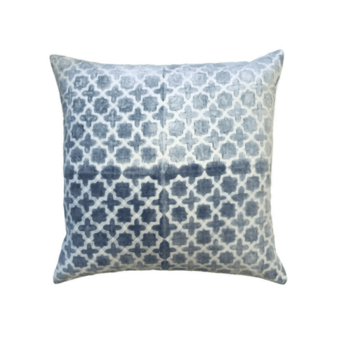 Grey white star pattern velvet pillow