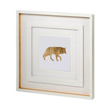 Gold Fox Artwork gold white painting white wood frame