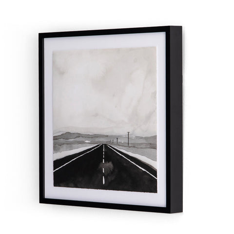 Road trip print watercolor-paper black white artwork