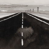 Road trip print watercolor-paper black white artwork