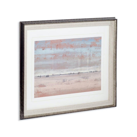 Sunset Artwork orange blue painting white canvas brown wood frame