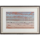 Sunset Artwork orange blue painting white canvas brown wood frame