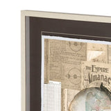 World Globe Artwork office print globe wood frame glass panel
